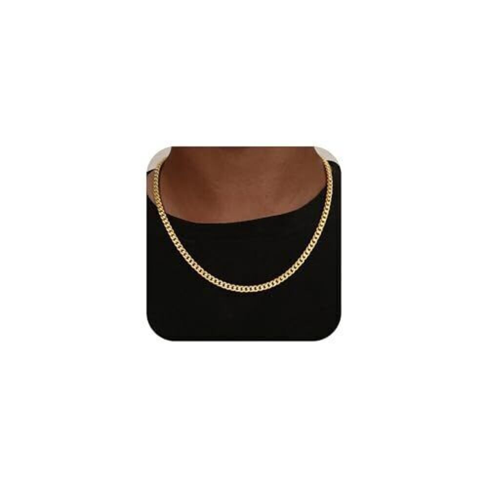 7763 Gold Chain , 18K Gold Plated 925 Sterling Silver 5mm Cuban Link Curb